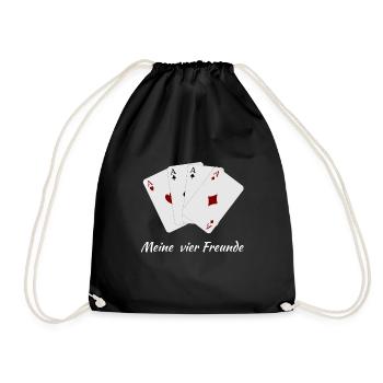 Kartenspiel Skat Poker Ass - Turnbeutel - Schwarz - Vorne