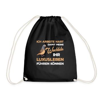 Wachtel Vogel Geschenk Legewachteln Wachtelzüchter - Turnbeutel - Schwarz - Vorne