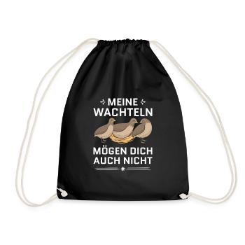 Wachtel Vogel Geschenk Legewachteln Wachtelzüchter - Turnbeutel - Schwarz - Vorne