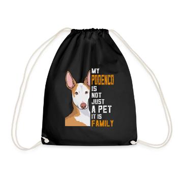 Famille cadeau chien Podenco - Sac de sport léger - noir - Devant