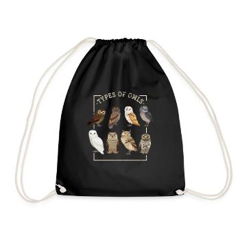 Owl night - Drawstring Bag - black - Front