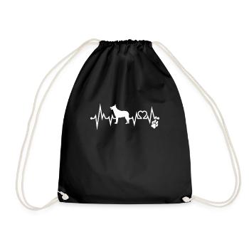 Malinois heartbeat curve heartbeat - Drawstring Bag - black - Front
