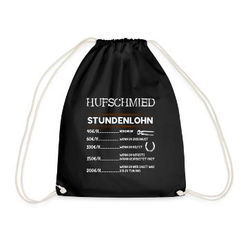 Hufschmied Pferde Hufeisen Schmied Geschenke - Turnbeutel - Schwarz - Vorne