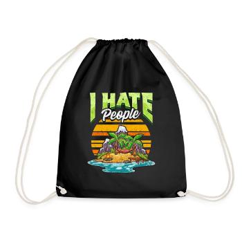 Cute & Funny I Hate People Beach Vacation Pun - Drawstring Bag - black - Front