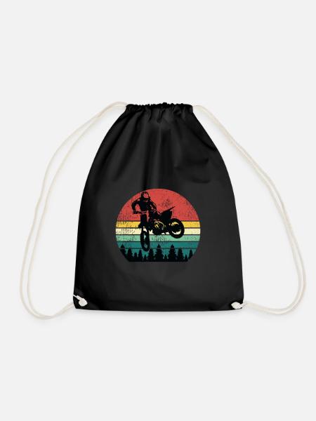 Vintage Motorcross Dirt Bike Geschenk - Turnbeutel - Schwarz