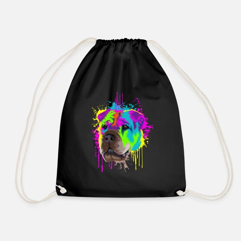 Splash Art Shar Pei Hund Hundehalter Geschenk - Turnbeutel - Schwarz