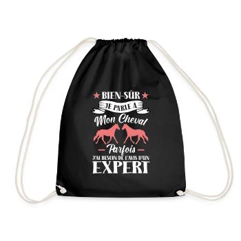 Je parle à mon cheval - humour cadeau - Sac de sport léger - noir - Devant