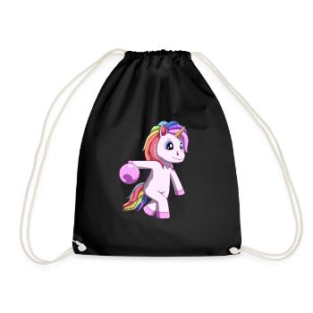 Licorne mignonne avec boule de bowling - Sac de sport léger - noir - Devant