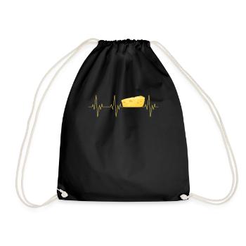 Cheese Heartbeat Funny Family Cheese Lover EKG - Turnbeutel - Schwarz - Vorne