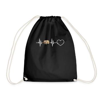 Cool Sloth Heartbeat Funny Sloths Animal Zoo - Drawstring Bag - black - Front