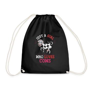 Vache fille ferme - Sac de sport léger - noir - Devant