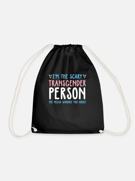 Scary transgender person media warned about - Drawstring Bag - black