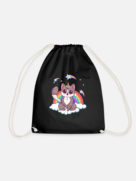 Rainbow Meowgical Caticorn Majestic Cute Cat - Sac de sport léger - noir
