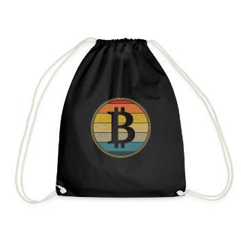 Vintage Bitcoin Crypto Cryptocurrency Gift - Drawstring Bag - black - Front