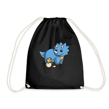 Dinosaur Dino children Dinosaur clothing boys - Drawstring Bag - black - Front