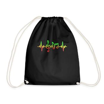 Reggae Music Heartbeat Jamaica Rasta Funny Music - Turnbeutel - Schwarz - Vorne