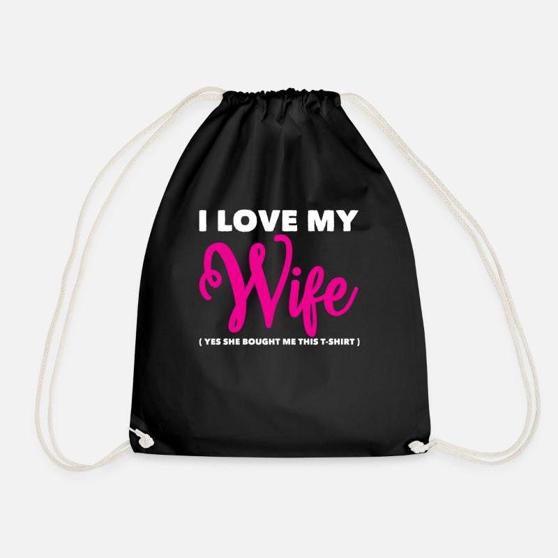 Husband love wife - Drawstring Bag - black