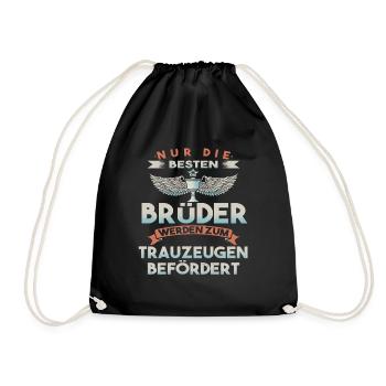 Geschenk für Bruder als Trauzeuge - Turnbeutel - Schwarz - Vorne