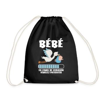 Bébé en cours de livraison - humour grossesse - Sac de sport léger - noir - Devant