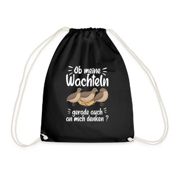 Wachtel Vogel Geschenk Legewachteln Wachtelzüchter - Turnbeutel - Schwarz - Vorne