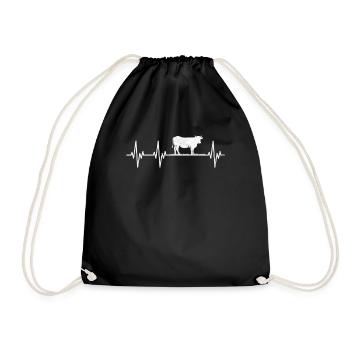 Fermier de battement de coeur de vache J'aime mon patient de coeur de vache - Sac de sport léger - noir - Devant