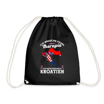 Kroatien Kroatische Flagge Therapie Urlaub Motiv - Turnbeutel - Schwarz - Vorne