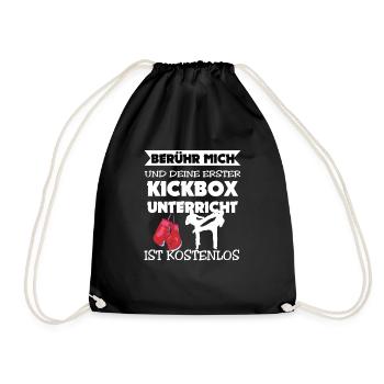 Kickboxen Kickboxer Kampfkunst Geschenk - Turnbeutel - Schwarz - Vorne
