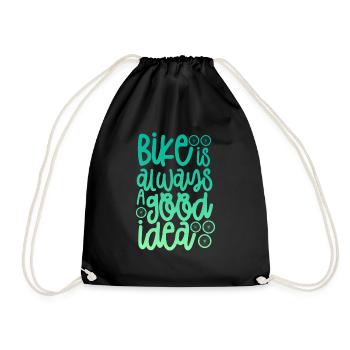 Bike Bicycling BMX Mountain Bike Tour - Drawstring Bag - black - Front