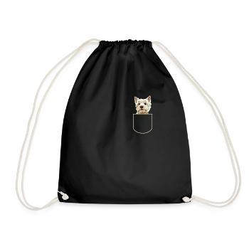 West Highland Terrier In Der Brusttasche Geschenk - Turnbeutel - Schwarz - Vorne