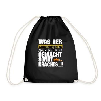 Straßenwärter Straßenbauer Geschenk - Turnbeutel - Schwarz - Vorne