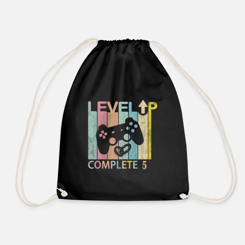Level Up Complete 5 Player Anniversary Wedding - Drawstring Bag - black