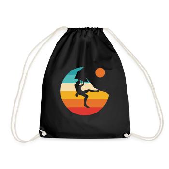 Climbing climbing climber mountain boulder - Drawstring Bag - black - Front
