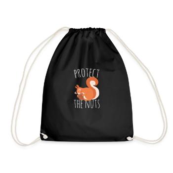 Protect the Nuts Squirrel Gift Eichh - Drawstring Bag - black - Front