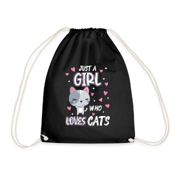 Just A Girl Who Loves Cats Funny Birthday Girls - Drawstring Bag - black - Front