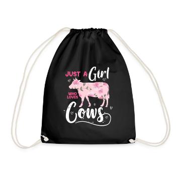 Just A Girl Who loves Cows Cuts Farmer Farm Girls - Drawstring Bag - black - Front