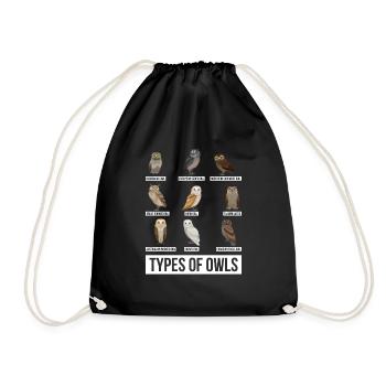 Owl night forest bird - Drawstring Bag - black - Front