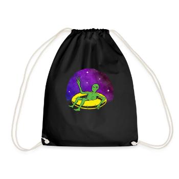 Faules UFO Alien Galaxy Raumschiff - Turnbeutel - Schwarz - Vorne