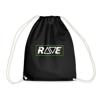 RAVE, Techno EDM Festival Geschenkidee - Turnbeutel - Schwarz - Vorne