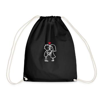 Cute couple outfit for lovers as cartoon - Drawstring Bag - black - Front