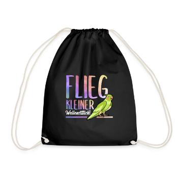 Flieg kleiner Wellensittich Haustier Vogel Motiv - Turnbeutel - Schwarz - Vorne