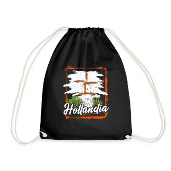 Netherlands Tshirt Holland Amsterdam Gift Flag - Drawstring Bag - black - Front