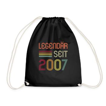 15ter Geburtstag Legendär Seit 2007 Geschenk - Turnbeutel - Schwarz - Vorne