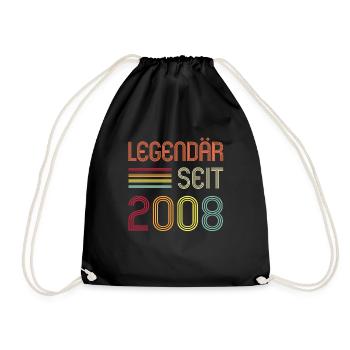14ter Geburtstag Legendär Seit 2008 Geschenk - Turnbeutel - Schwarz - Vorne