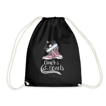 Chucks and Pearls 2021Funny Valentine Einweihung - Turnbeutel - Schwarz - Vorne