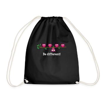BE DIFFERENT gift idea different sayings gift - Drawstring Bag - black - Front
