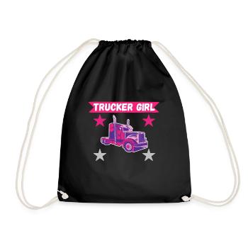 LKW Fahrerin Truckerin LKW Frau Girl Trucker Girl - Turnbeutel - Schwarz - Vorne