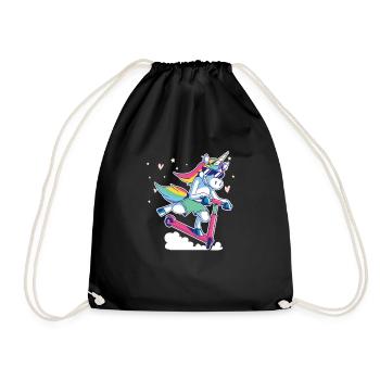 Kick scooter unicorn scooter gift - Drawstring Bag - black - Front