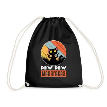 PEW PEW cat - Drawstring Bag - black - Front