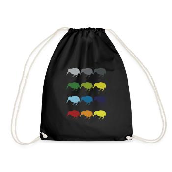 Neon Pop Art Retro Kiwi oiseau de course Idée cadeau - Sac de sport léger - noir - Devant