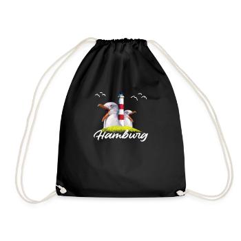Hamburg Hamburger norddeutsch Möwe Geschenk - Turnbeutel - Schwarz - Vorne